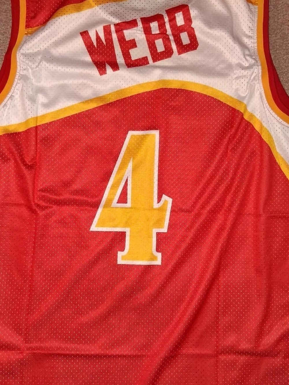 SPUD WEBB Atlanta Hawks #4 Red and Yellow Basketball Jersey